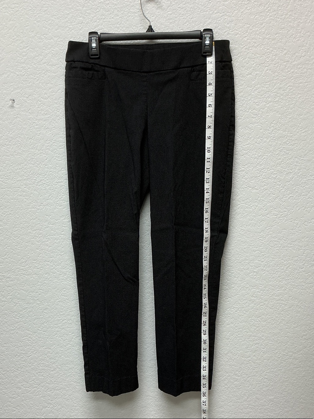 Briggs New York Black Fine Grid Pattern Straight-Leg Ponte Pants